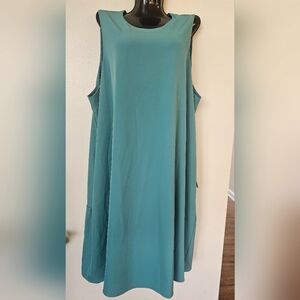NWT Chelsea28 Ruffle Back Shift Sleeveless Dress Teal Plus Size 1X